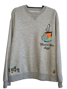 Scotch & Soda Heather Gray Embroidered Crewneck Felpa Sweatshirt Sz XL